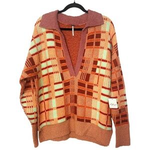 Free People Ruben Sweater Size XS Oversized NWT Boho Festival Preppy Revival Y2K